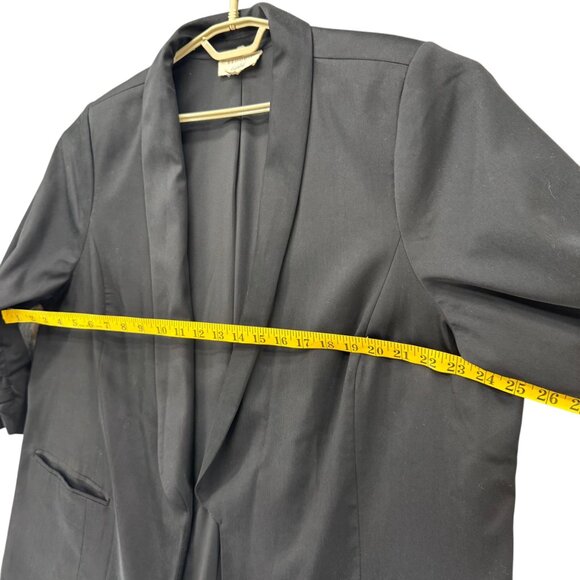 Eloquii Ruched 3/4 Sleeve Blazer Womens Black Open Front Shawl Collar Size 22 - Picture 9 of 15